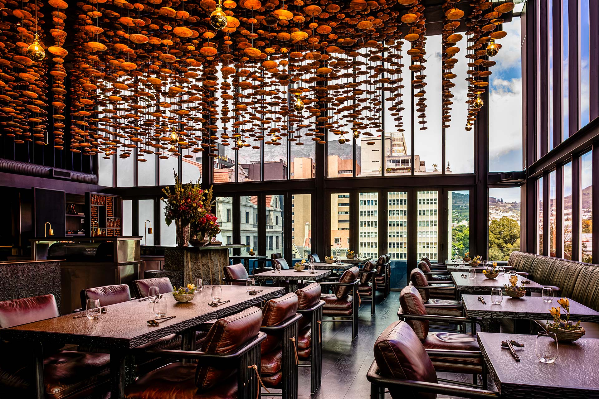 Fyn Restaurant in Cape Town interior design with tables and chairs for fine dining