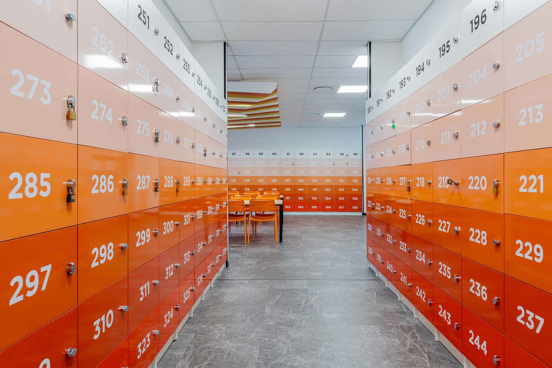 Cape town colorful and vibrant workpsace design bright lockers and office furniture