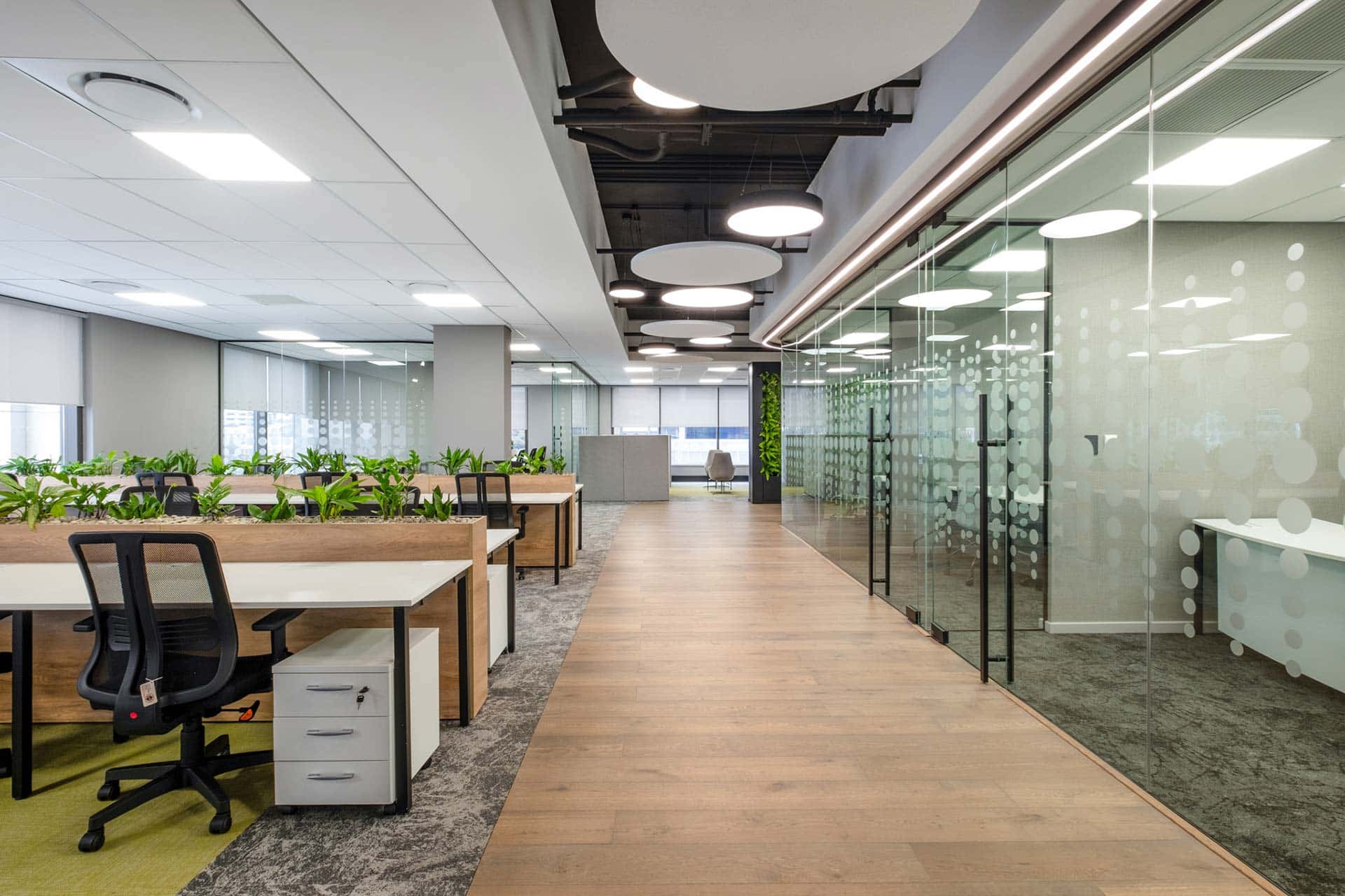 Commercial Interior Design with open plan desks fit-out project in South Africa