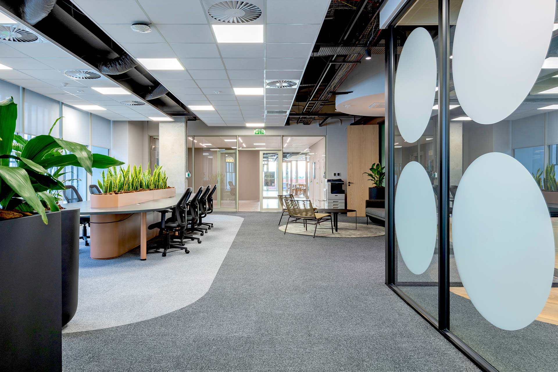 PPS Glu financial headquarters open plan workplace interior design and build for collaborative working