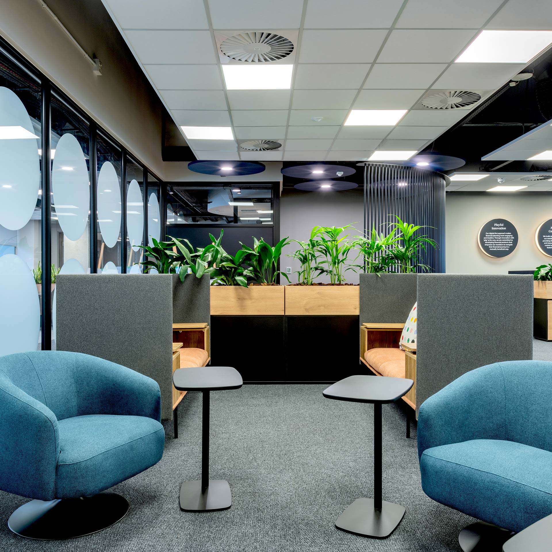 PPS cape town commercial office interior design and build with modern furniture and greenery