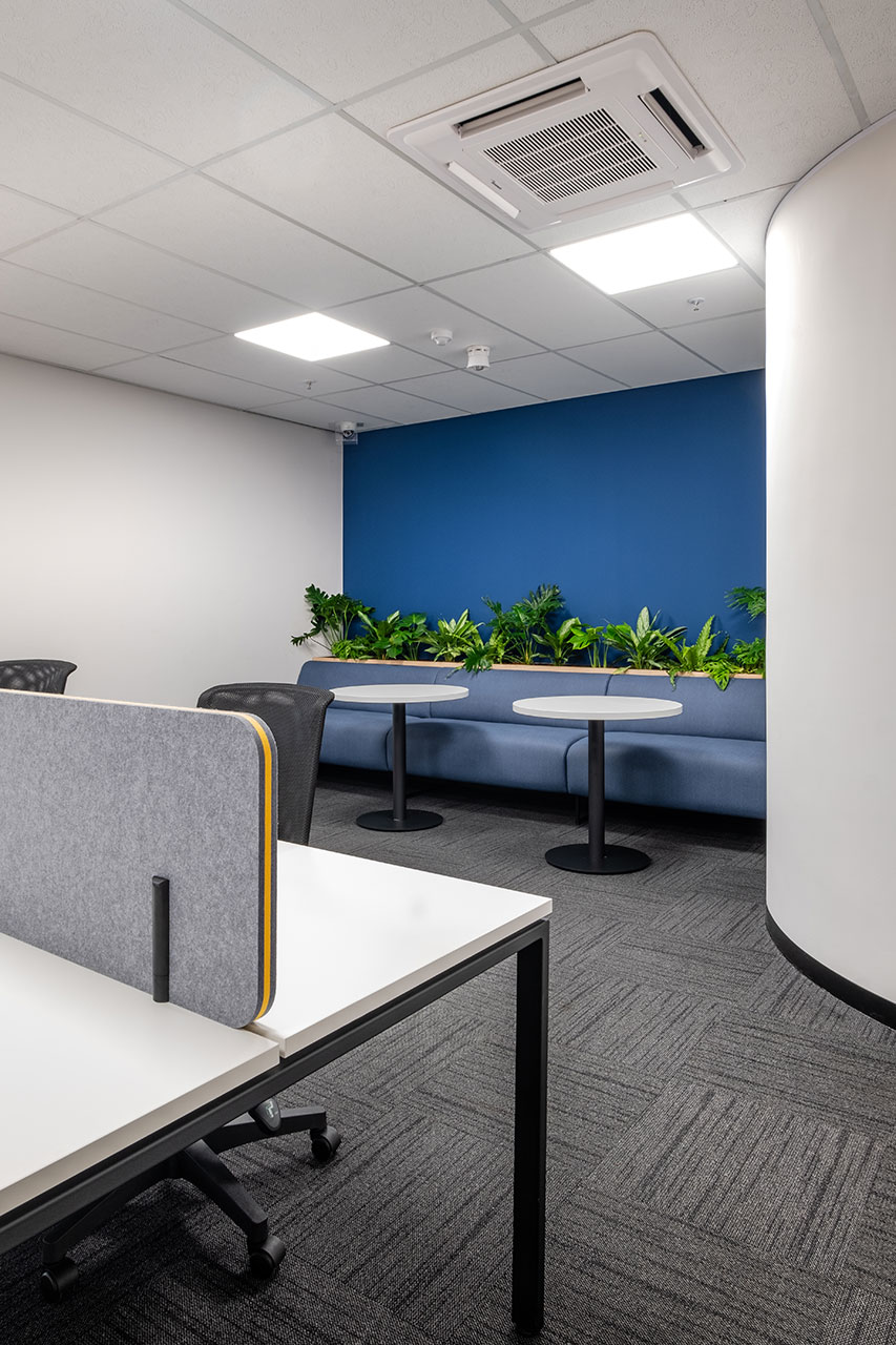 this office offers flexible spaces for working for a automobile financial company