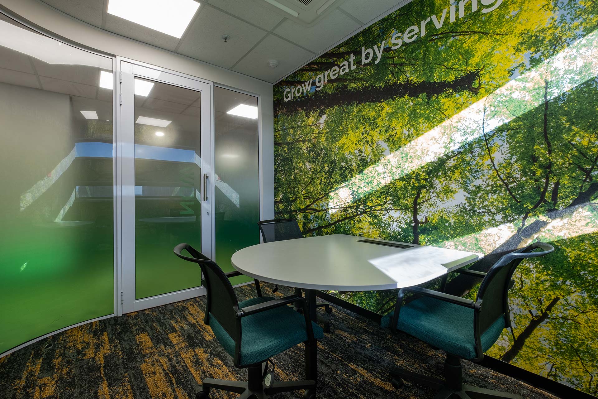 interior office design for employee wellbeing at automobile financial company