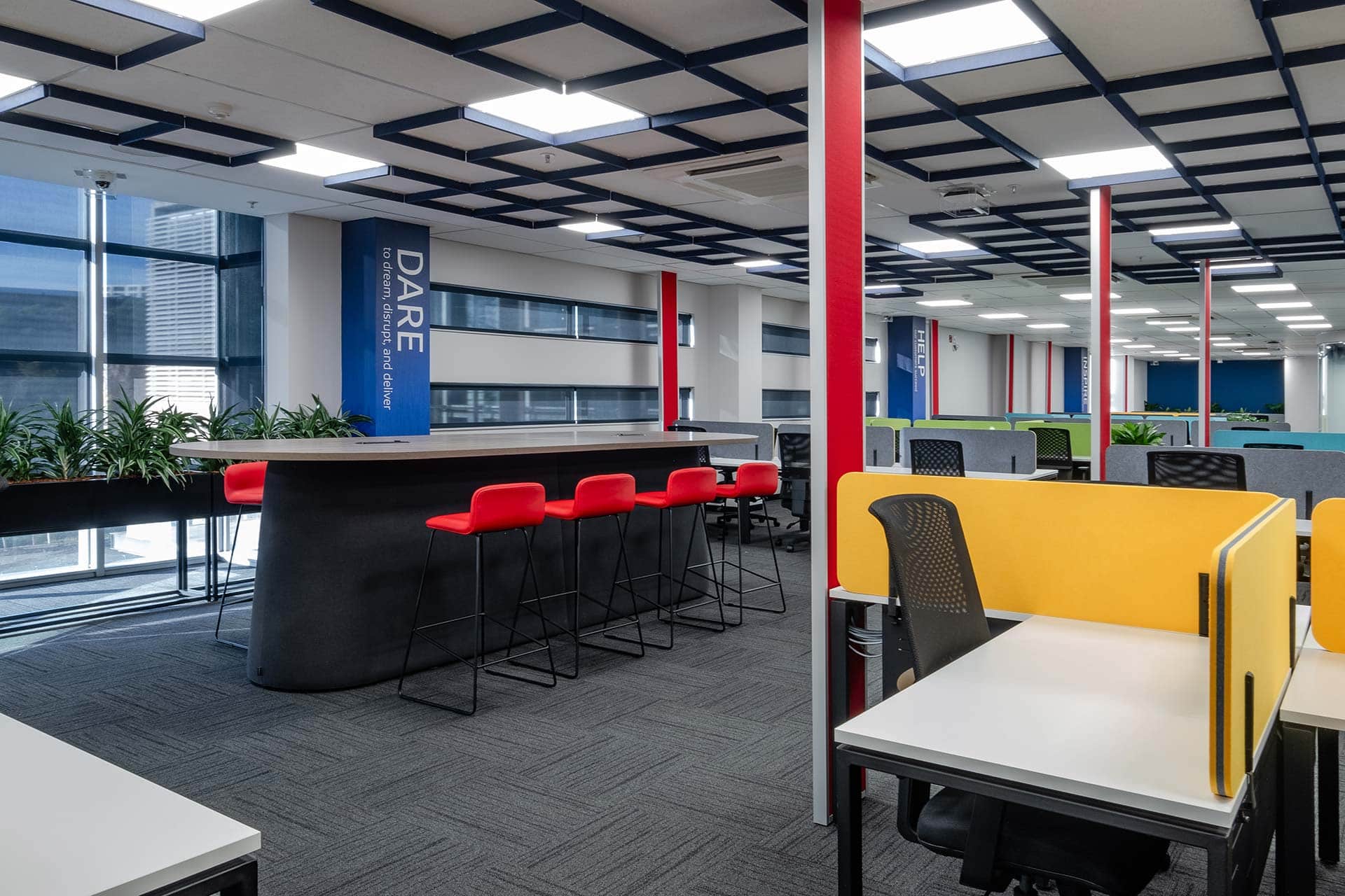 automobile financial company office fit out for informal meetings