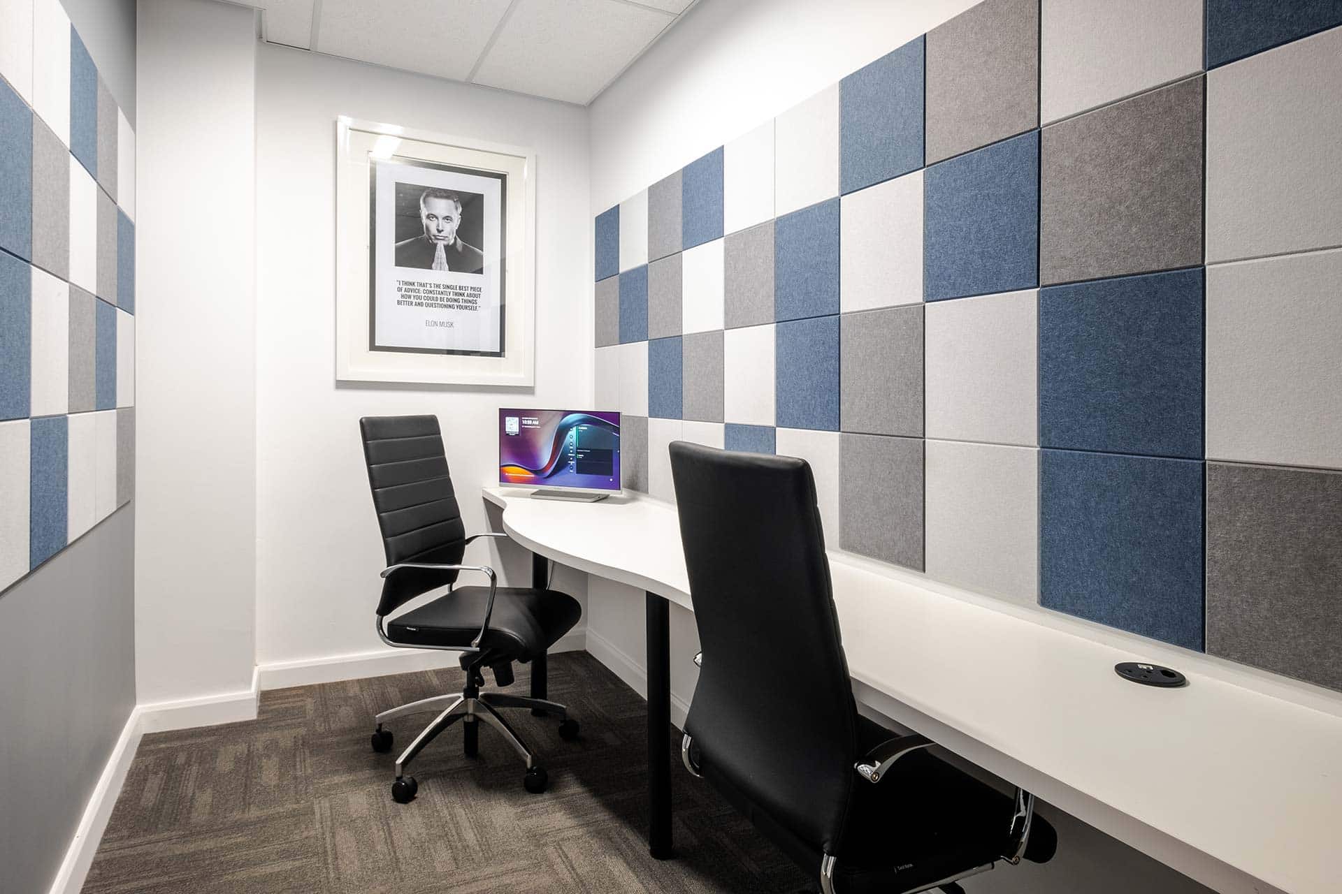 The omega digital desks with acoustic office design