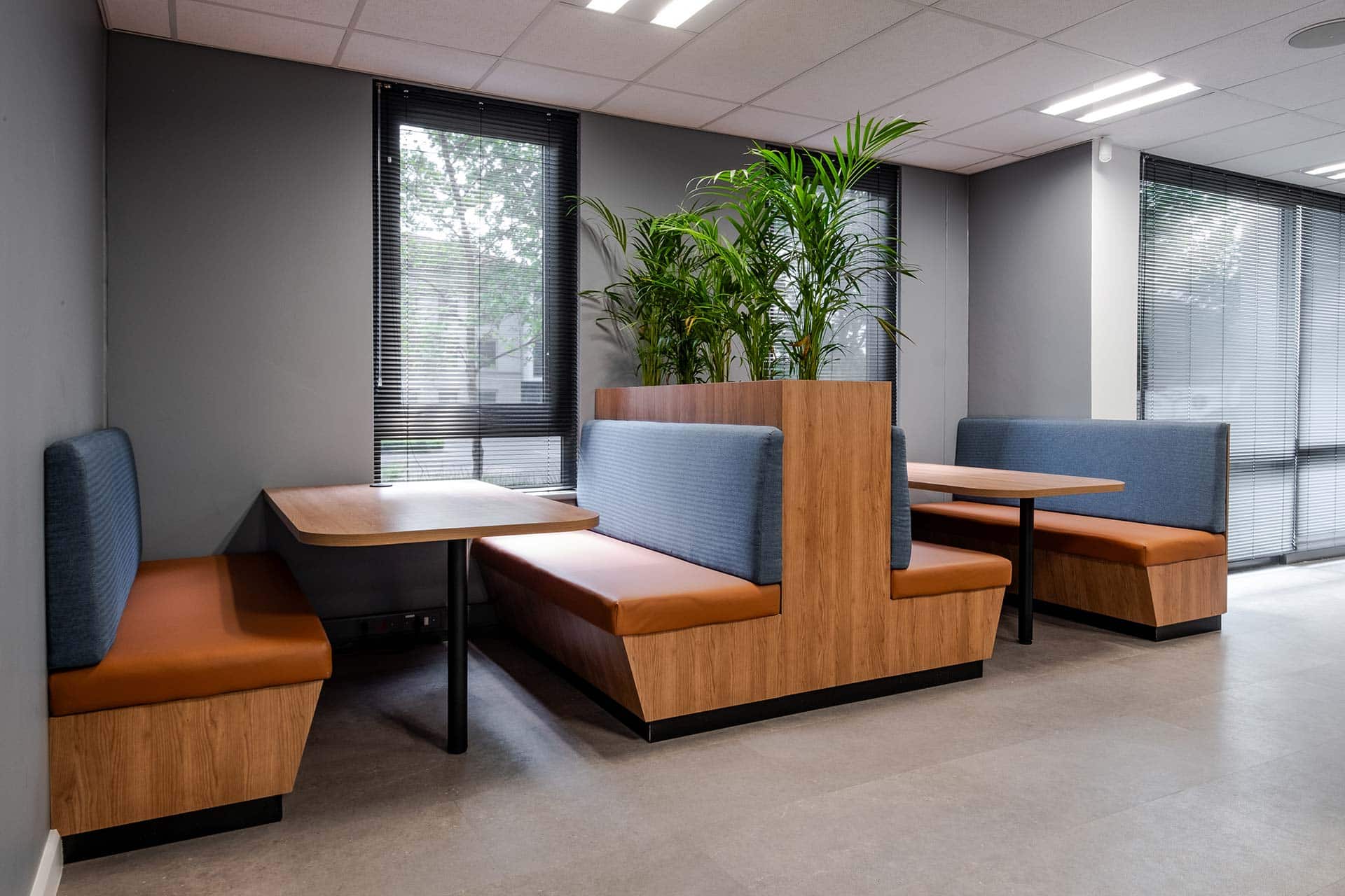 Social booths feature at the omega digital office fit out