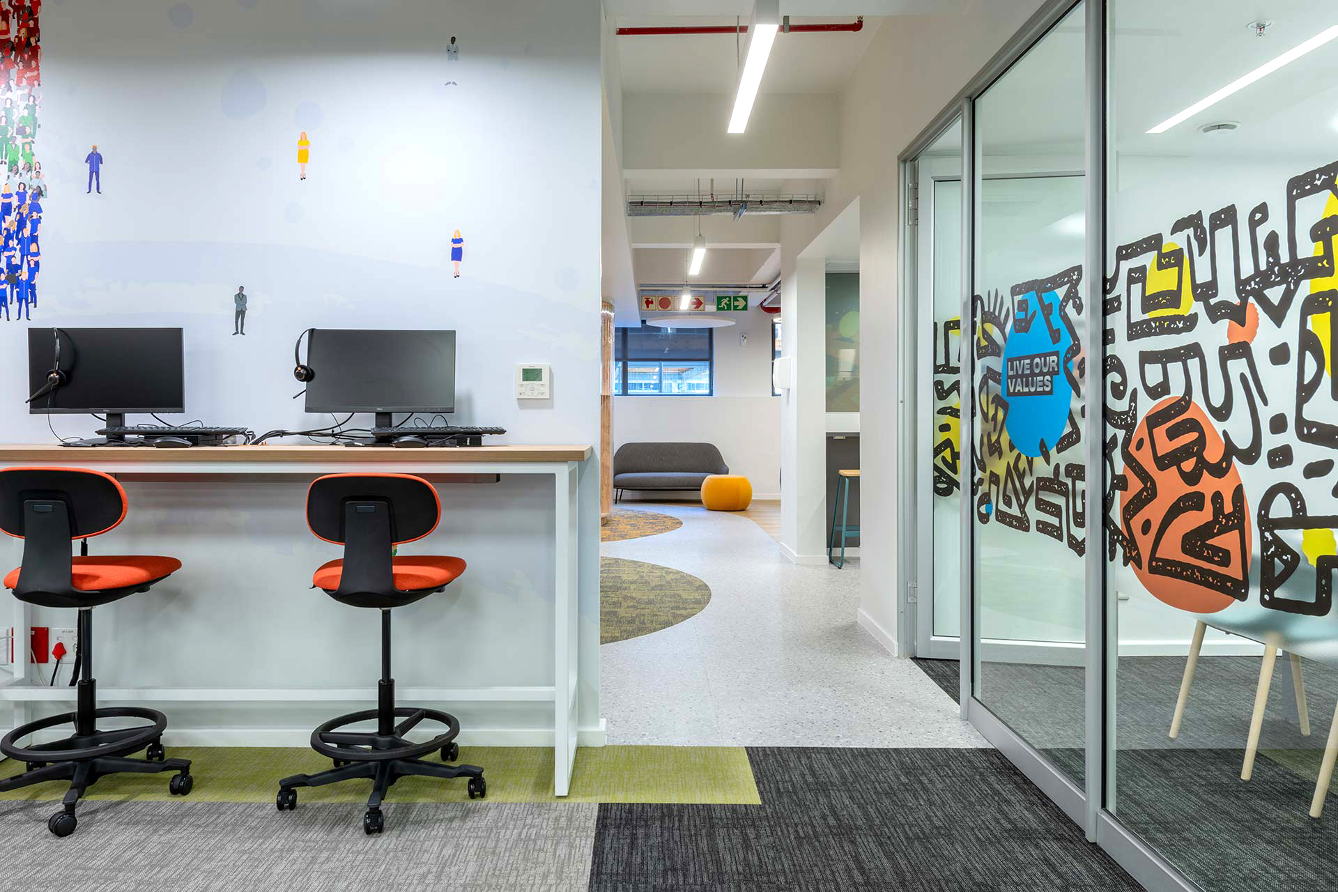 Space planning for this office includes a testing zone