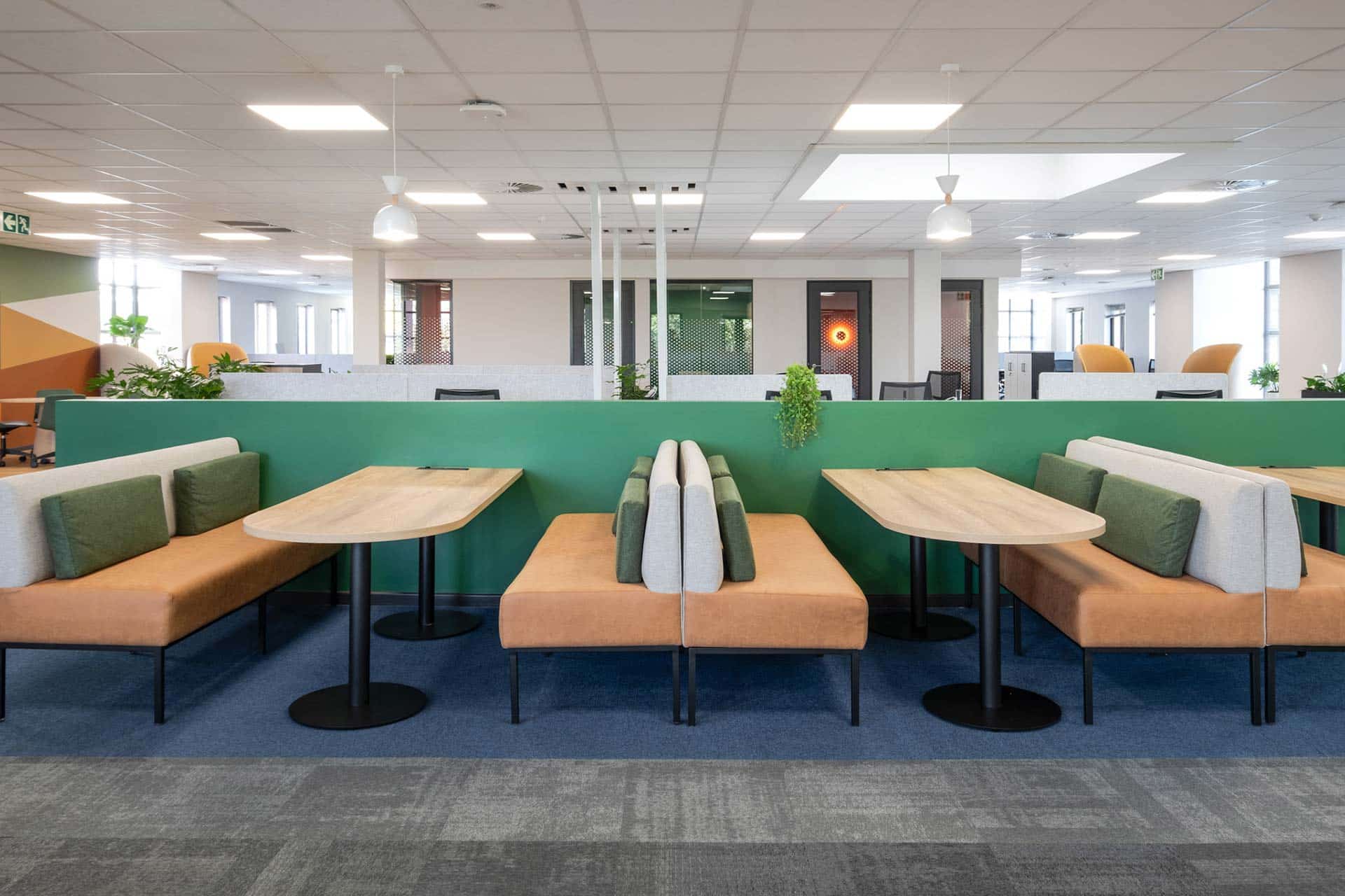 Productive office interior design with flexible seating