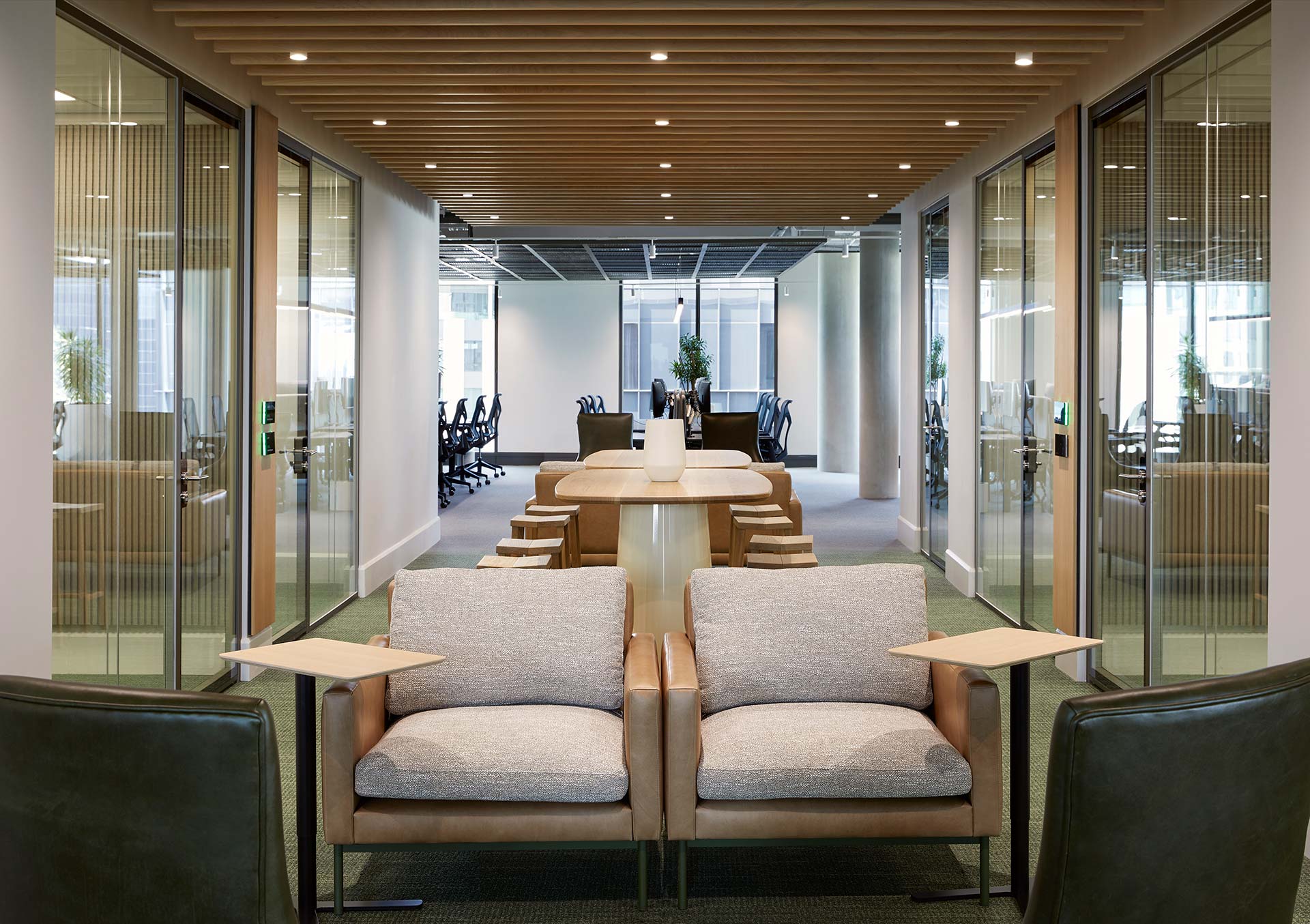 Flexible office interior design and fitout with hybrid furniture
