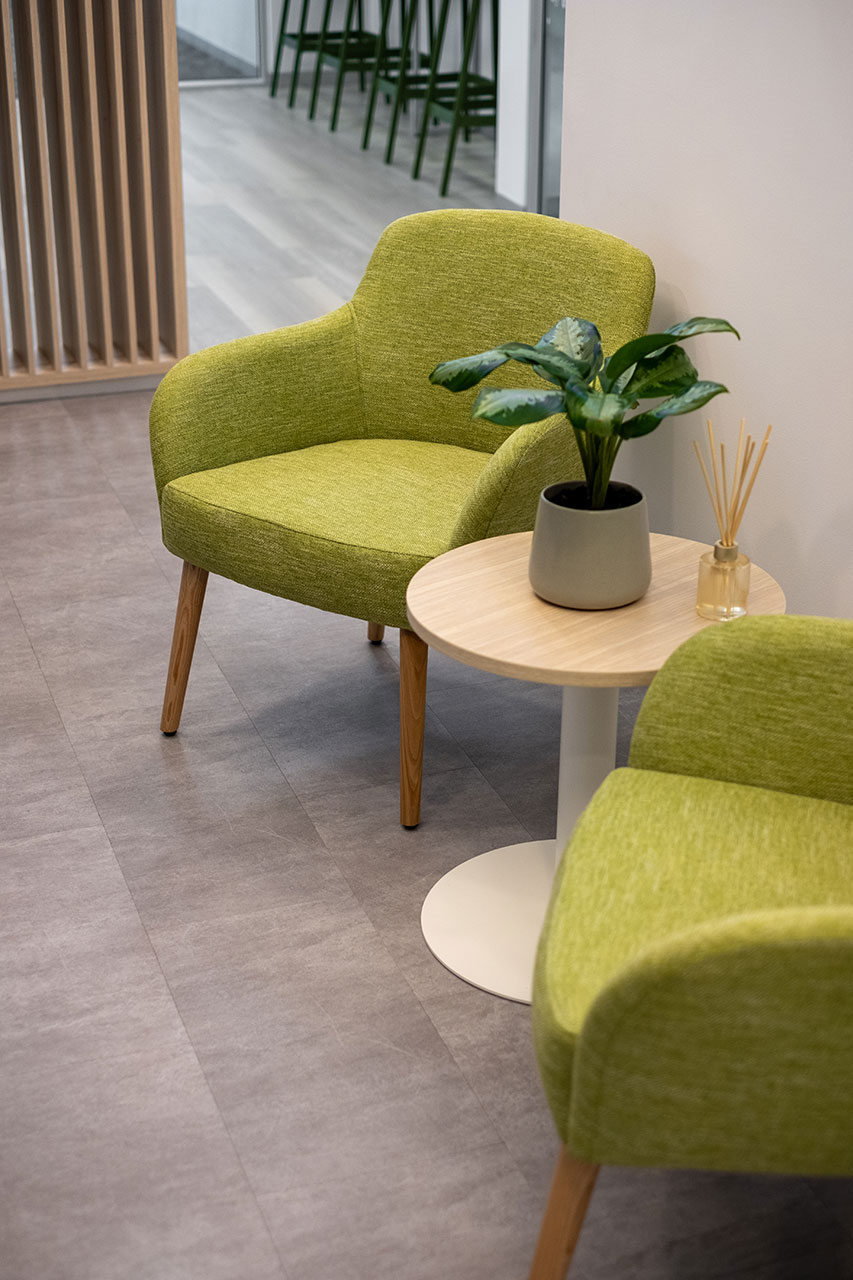 Reception area featuring office fitout furniture