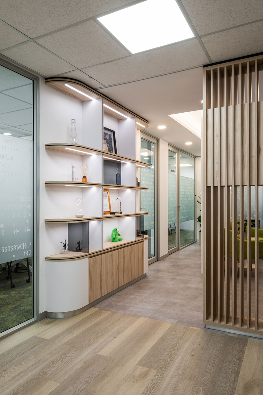 Trophy wall showcases interior space planning