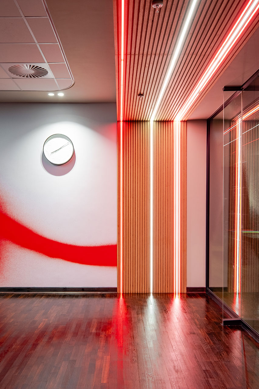 Virgin active alice lane fitout features linear and recessed lighting