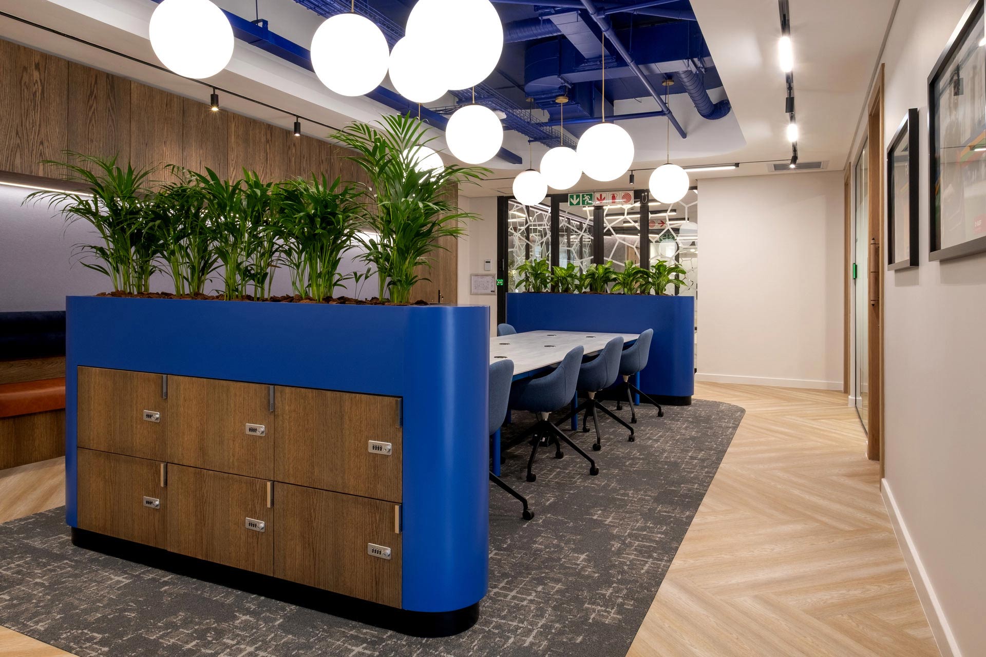 Office furniture with planter and feature lights
