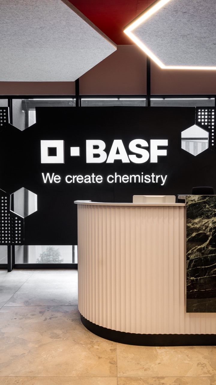 Branding behind reception desk