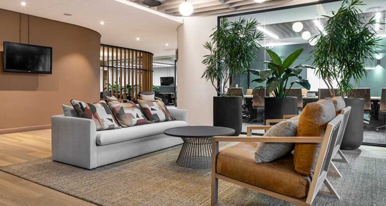 Office design strategies for commercial building according to Green Star certification using sustainable materials for staff wellness