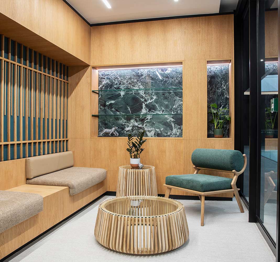 Sustainable office materials and standards for office reception areas and furniture for ESG